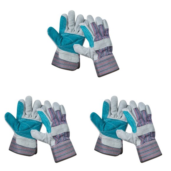 Cowhide leather Double Palm OS Gloves 1Pair for farming Outdoor Industrial work - Picture 10 of 10